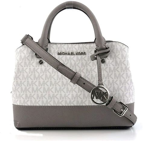 white and grey michael kors bag